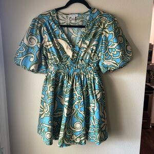 Sincerely Jules 100% Cotton Dress Puff Sleeve Wedding Church Date Size Small